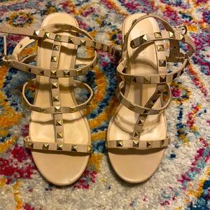 Nude Studded Heel Sandals